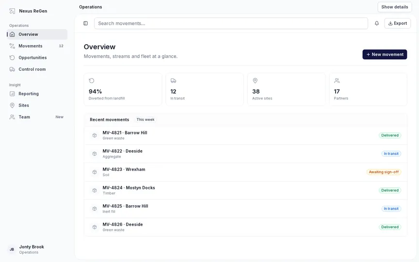 App shell block interface preview