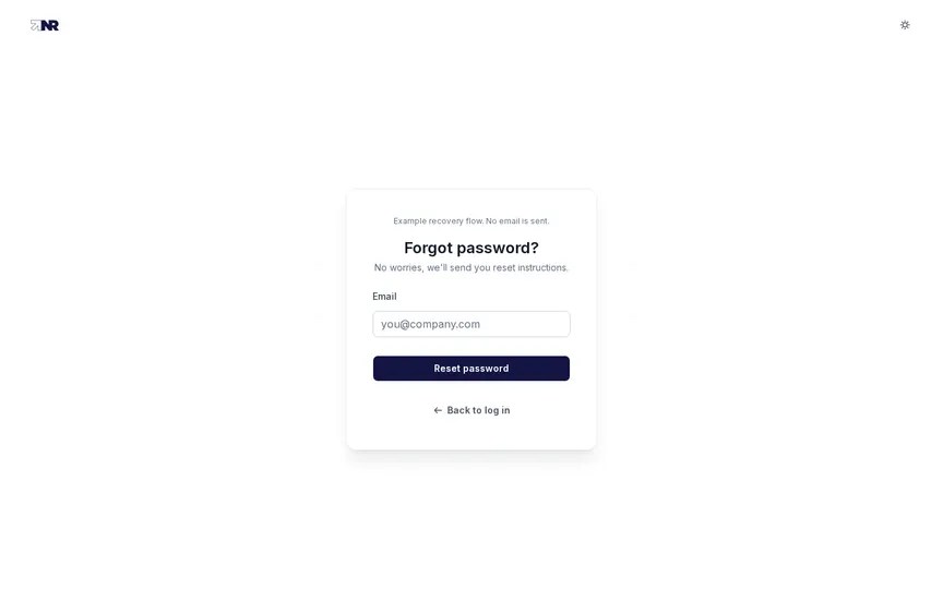 Forgot password interface preview