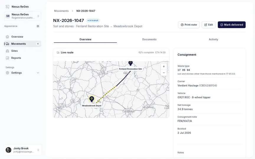 Movement detail interface preview