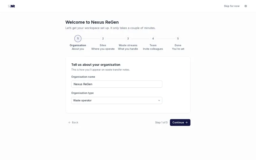 Onboarding wizard interface preview